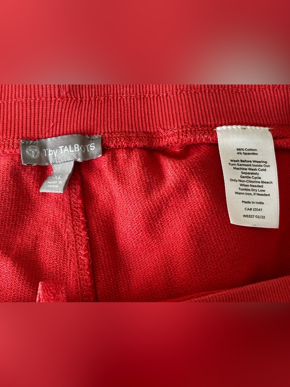 Talbots Terry Shorts 7” Red Pop Size XL - Picture 3 of 3